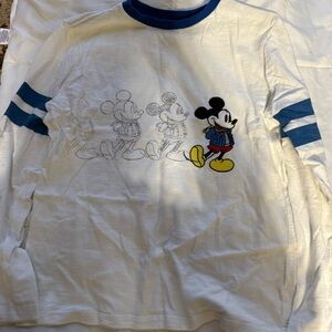 Disney Gap Boys Mickey Mouse Classic Cotton Long Sleeve Tee white & Blue